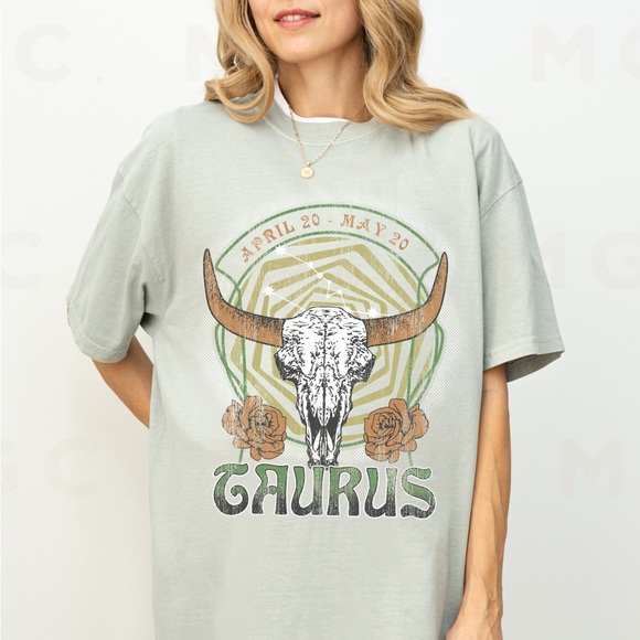 Comfort Colors Taurus Zodiac Astrology Celestial Graphic Tee - Picture 3 of 10